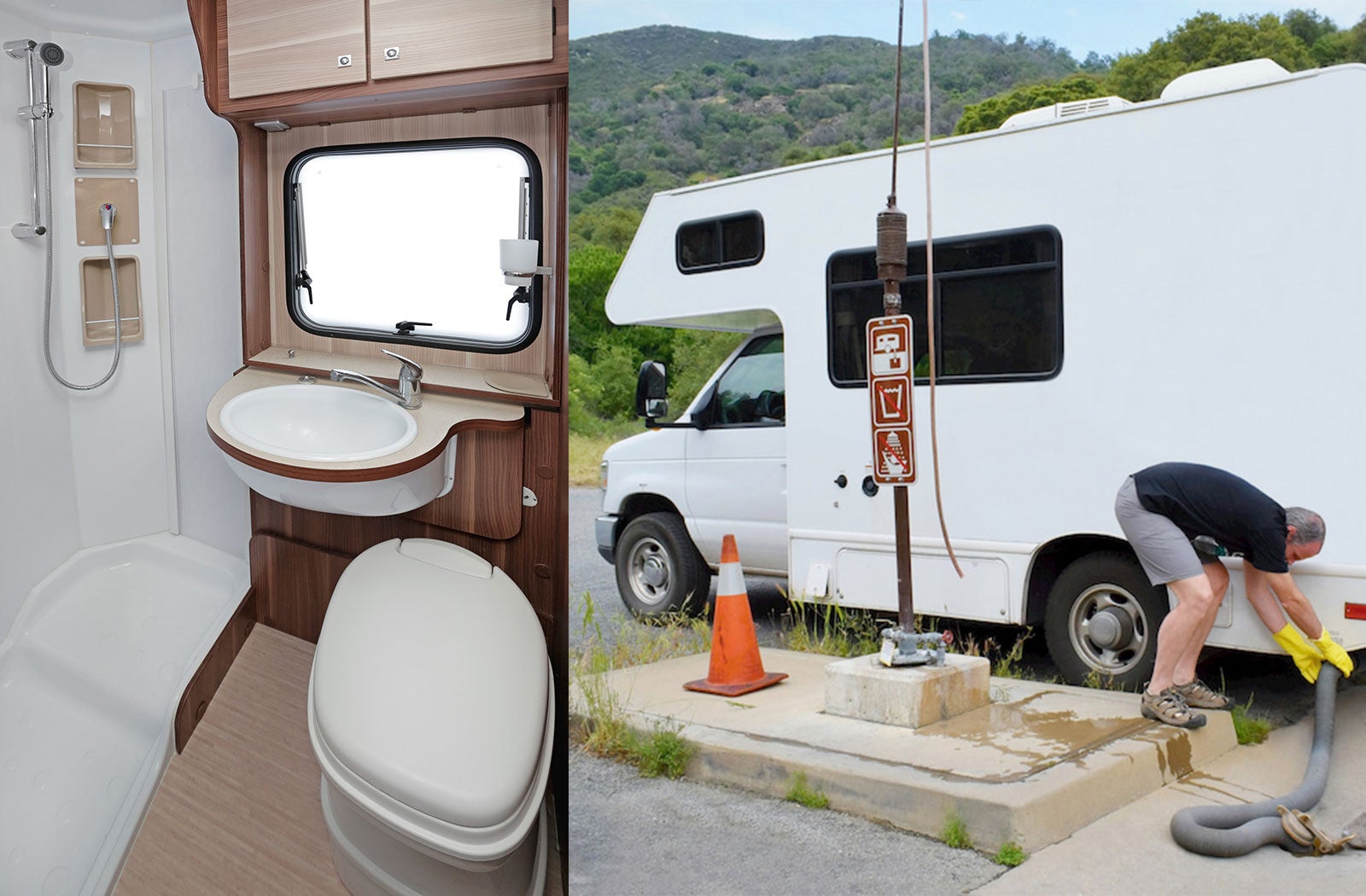 Portable RV/camper toilet and holding tank setup in Greenfield, Indiana